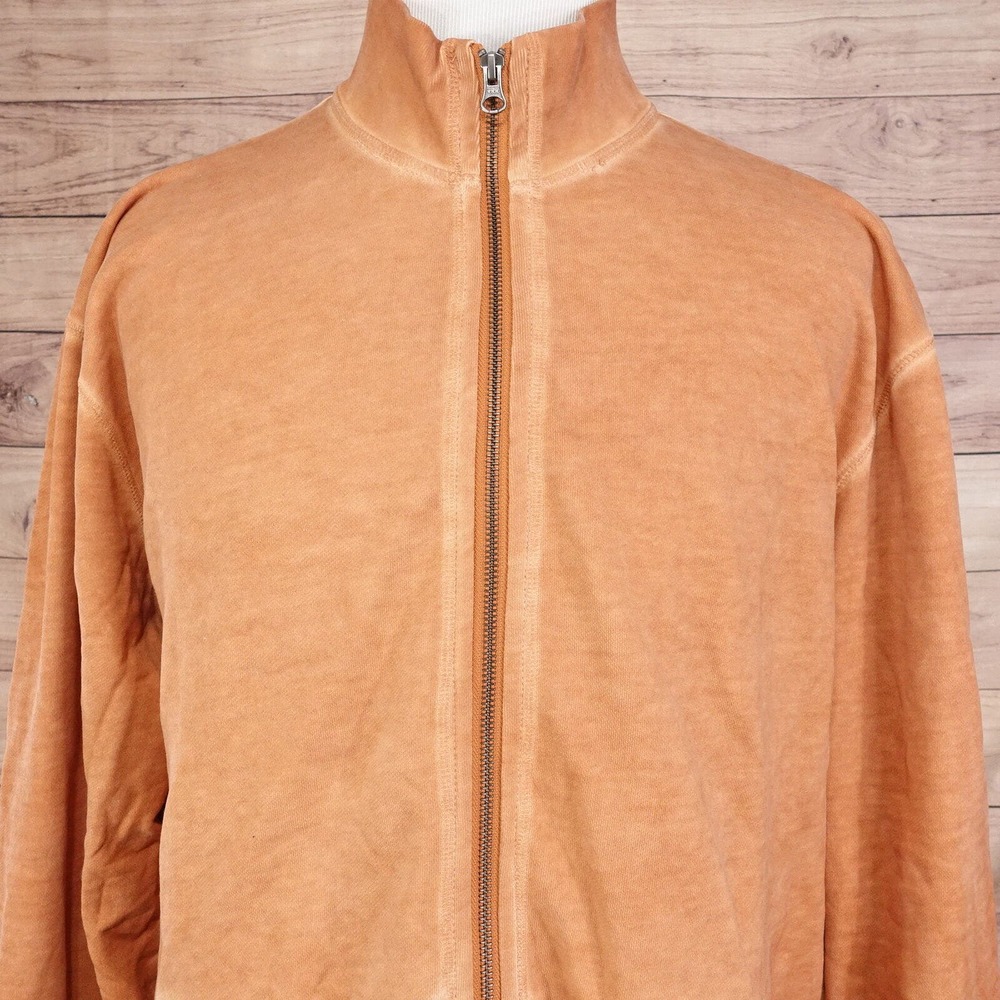 JL POWELL ORANGE FULL ZIP MOCK NECK COTTON SWEATER‎ MENS SIZE 2XL XXL